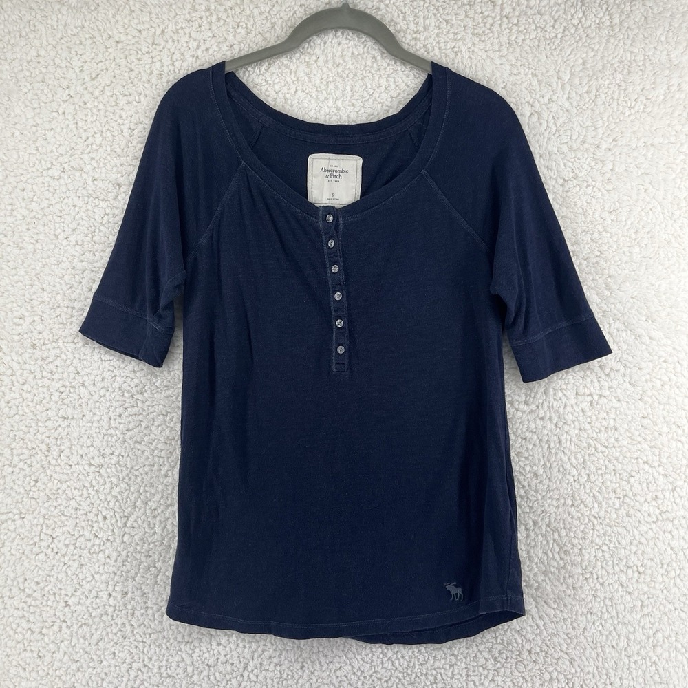 Vintage Abercrombie & Fitch Henley Top Women's Small Blue Bella Swan Y2K